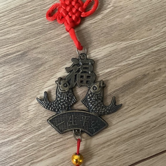 New Vintage FENG SHUI hanging double fish + good luck - Picture 1 of 8